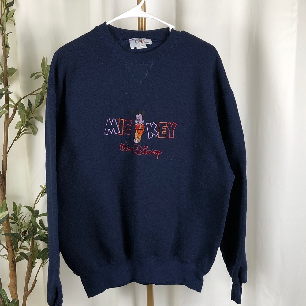 Vintage Disney Navy Crewneck Sweatshirt with Mickey Graphic Sz L (M1)
